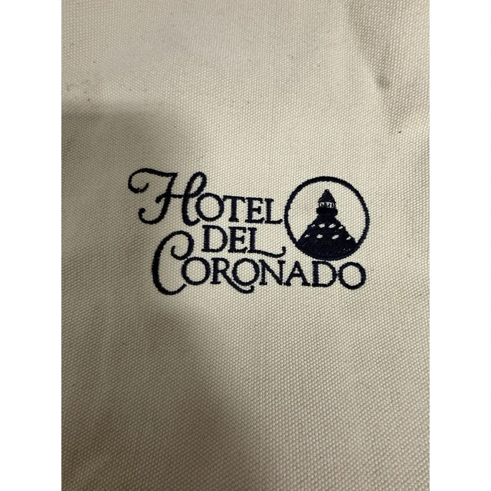 Hotel Del Coronado Canvas Tote Bag Navy Ivory Large 15